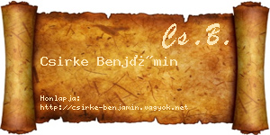 Csirke Benjámin névjegykártya
